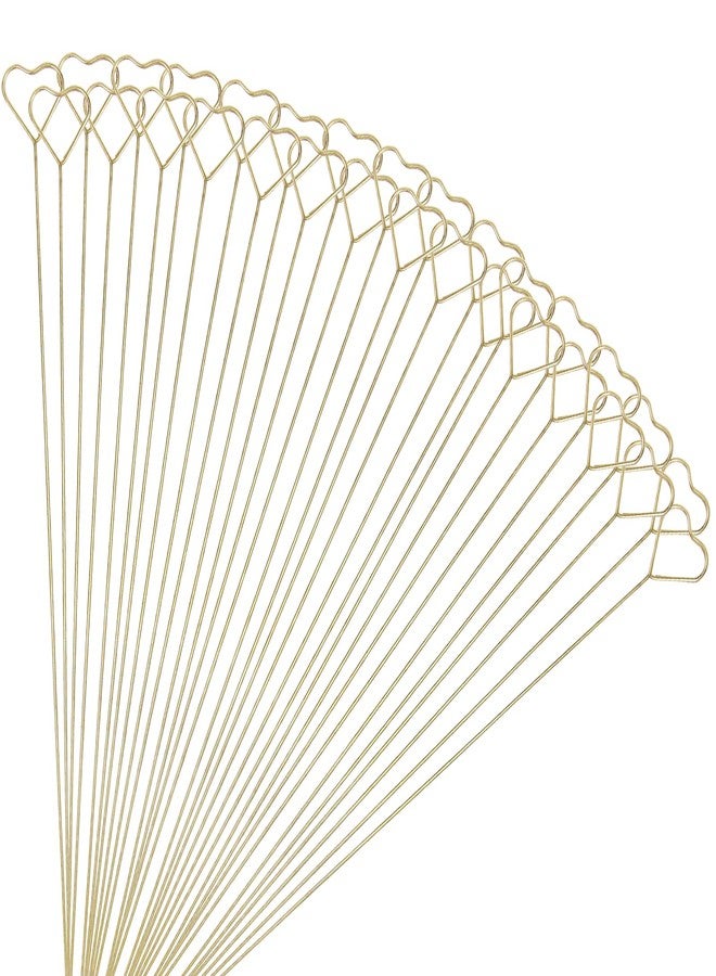 Tinsow 30 Pcs Metal Floral Place Card Holder, 13.4 Inch Heart Shape Flower Picks Clip for Floral Arrangement, Golden Gift Card Holder for Wedding and Party (Hearts) - Image 1
